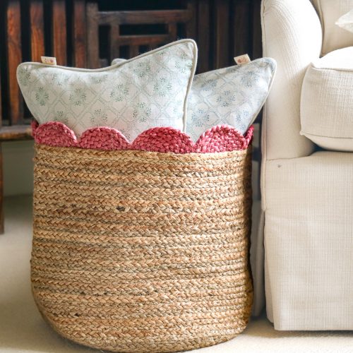 Saria Jute Storage Basket, Indian Jute, Indian Dhurries, shenouk