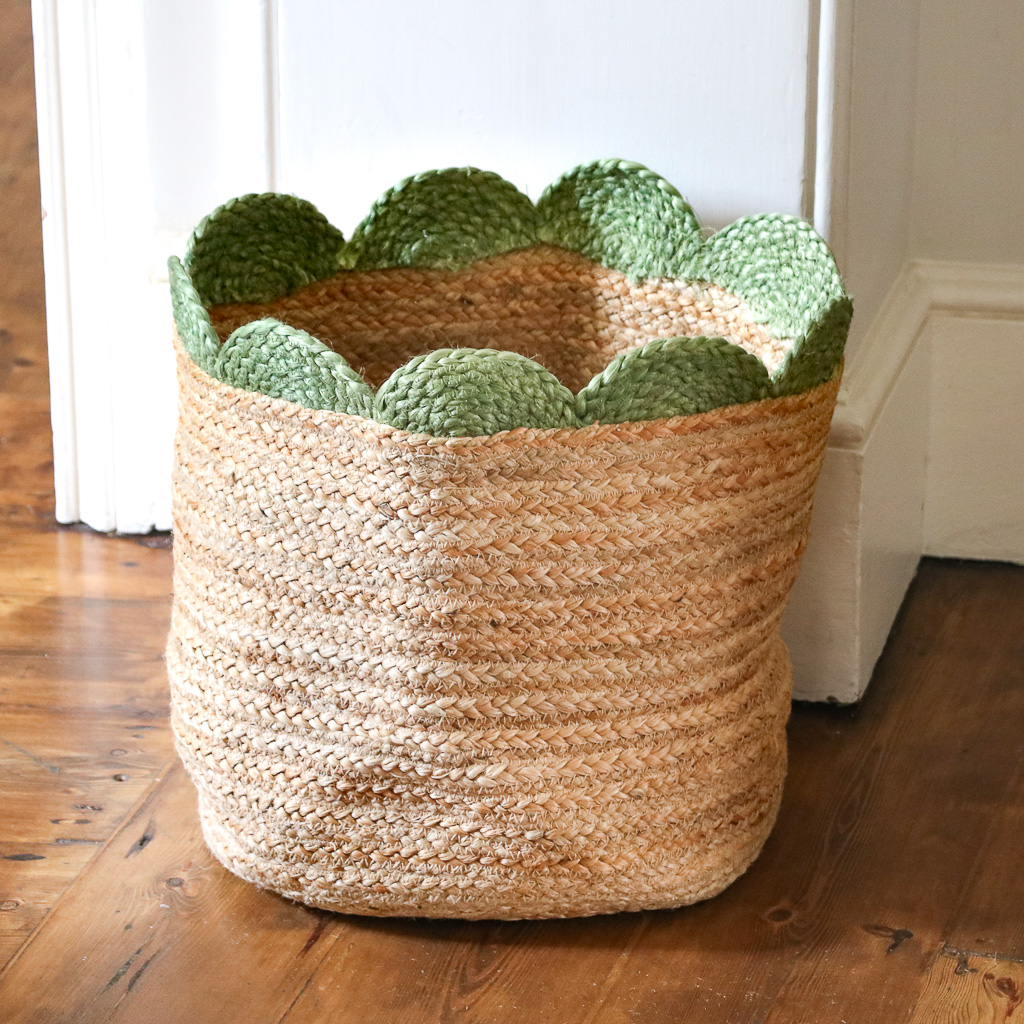 Saria Jute Storage Basket, Indian artisans, shenouk, Jute storage, Boot Room Storage, Kids Storage, Children's Storage, Scallop Storage