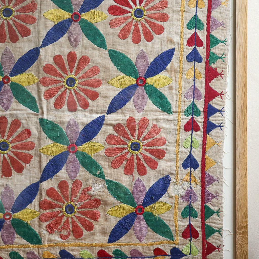 Codman Farm, framed vintage textiles, indian embroidery, indian textiles, vintage indian textiles, framed textiles, framed indian textiles, shenouk, indian embroidery, framed indian embroidery