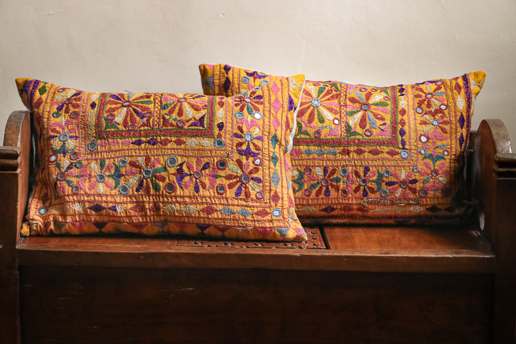 Danti Cushions, vintage cushions, indian block print, indian embroidery, shenouk, vintage indian textiles, vintage indian cushions, home accessories, cushions
