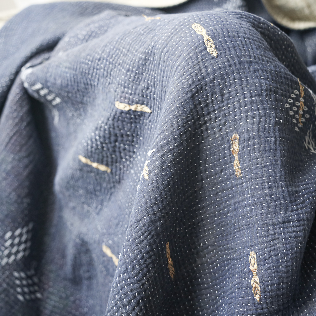 Indi Kantha. Indian hand block print fabric. Block print fabric, vintage kantha, vintage textiles, indian textiles, Indian kantha, Bengali blankets