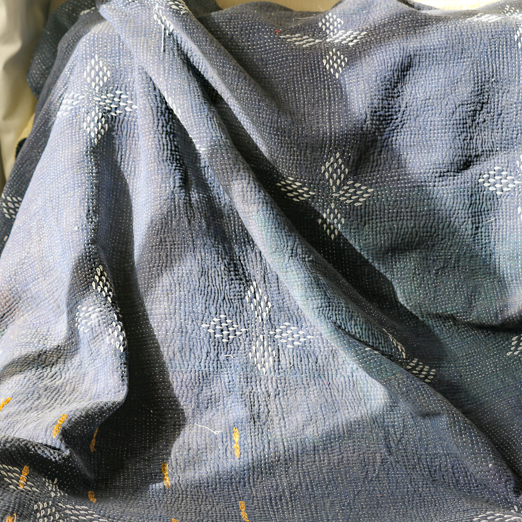 Indi Kantha. Indian hand block print fabric. Block print fabric, vintage kantha, vintage textiles, indian textiles, Indian kantha, Bengali blankets