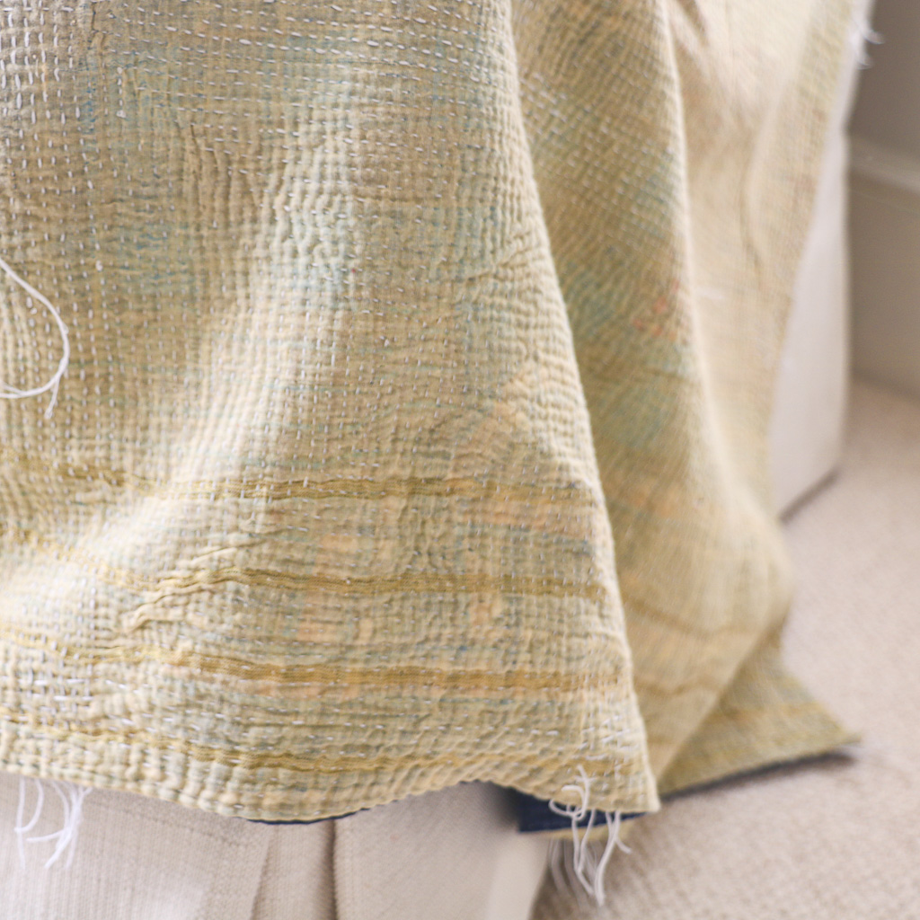 Indi Kantha. Indian hand block print fabric. Block print fabric, vintage kantha, vintage textiles, indian textiles, Indian kantha, Bengali blankets