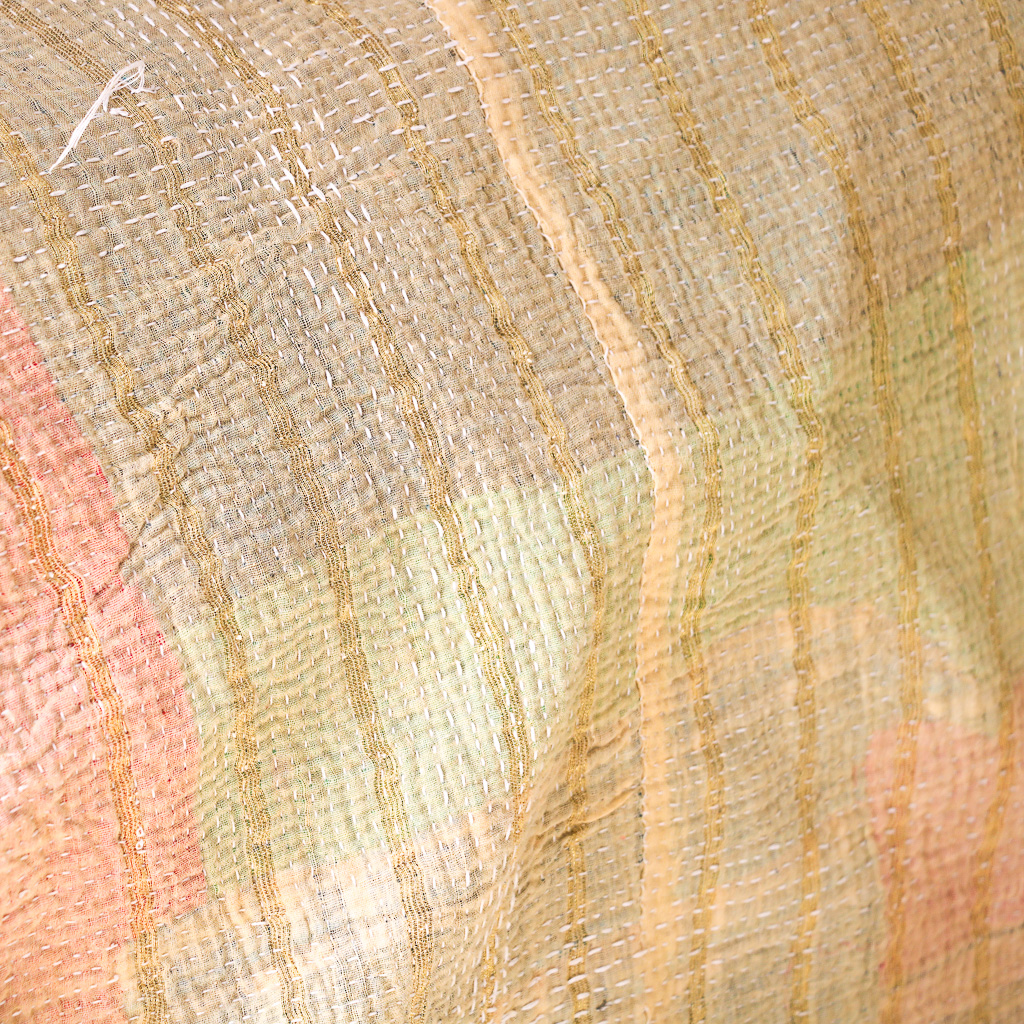 Indi Kantha. Indian hand block print fabric. Block print fabric, vintage kantha, vintage textiles, indian textiles, Indian kantha, Bengali blankets