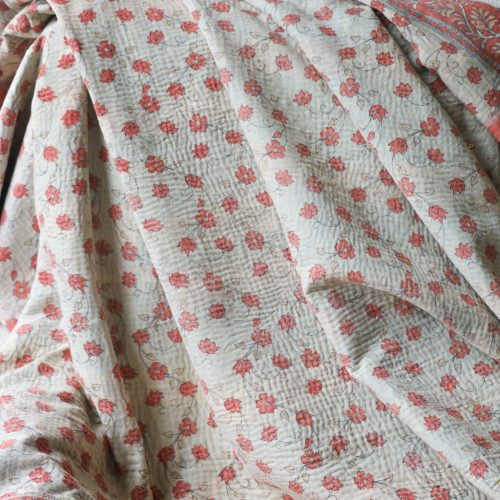 Jala Kantha. Indian hand block print fabric. Block print fabric, vintage kantha, vintage textiles, indian textiles, Indian kantha, Bengali blankets