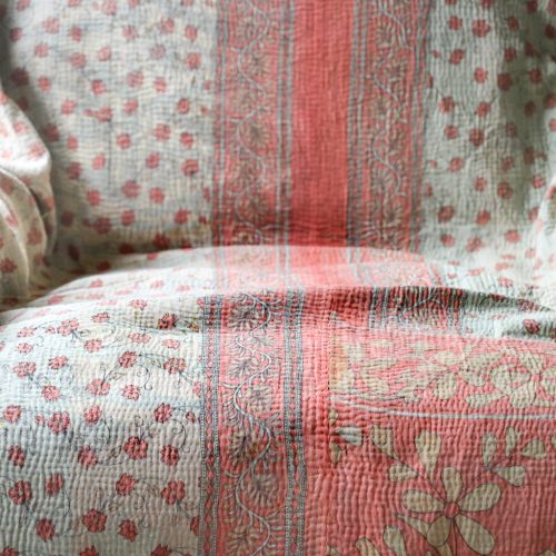 Jala Kantha. Indian hand block print fabric. Block print fabric, vintage kantha, vintage textiles, indian textiles, Indian kantha, Bengali blankets