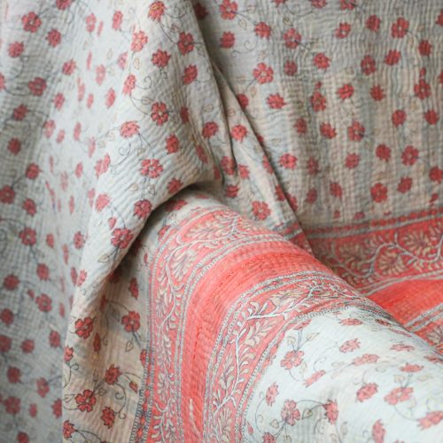 Jala Kantha. Indian hand block print fabric. Block print fabric, vintage kantha, vintage textiles, indian textiles, Indian kantha, Bengali blankets