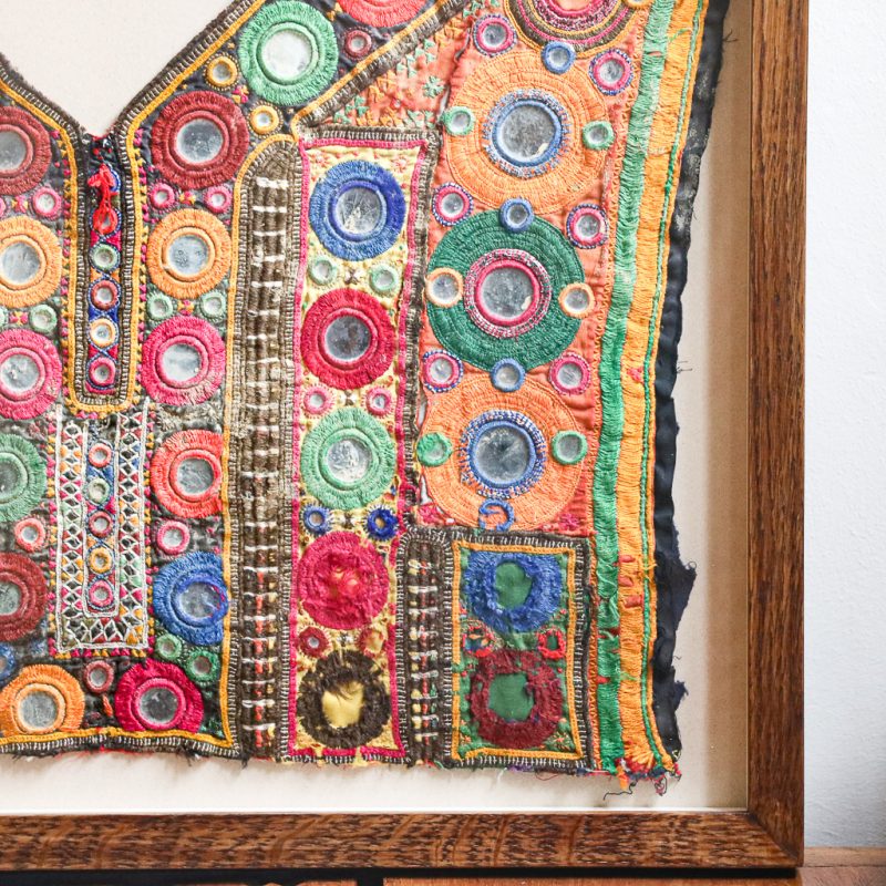 The Library (A), framed vintage textiles, indian embroidery, indian textiles, vintage indian textiles, framed textiles, framed indian textiles, shenouk, indian embroidery, framed indian embroidery