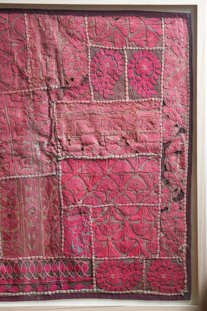 Thoreau House, framed vintage textiles, indian embroidery, indian textiles, vintage indian textiles, framed textiles, framed indian textiles, shenouk, indian embroidery, framed indian embroidery