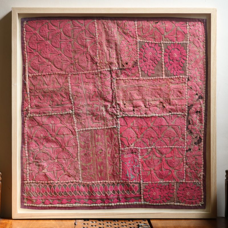 Thoreau House, framed vintage textiles, indian embroidery, indian textiles, vintage indian textiles, framed textiles, framed indian textiles, shenouk, indian embroidery, framed indian embroidery