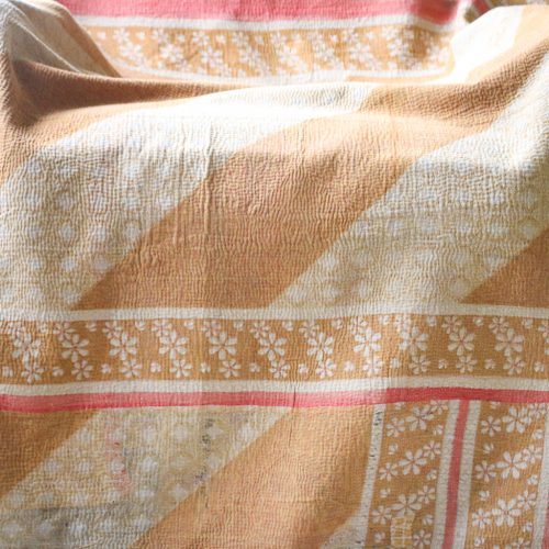 Beatrice Kantha. Indian hand block print fabric. Block print fabric, vintage kantha, vintage textiles, indian textiles, Indian kantha, shenouk, Bengali blankets