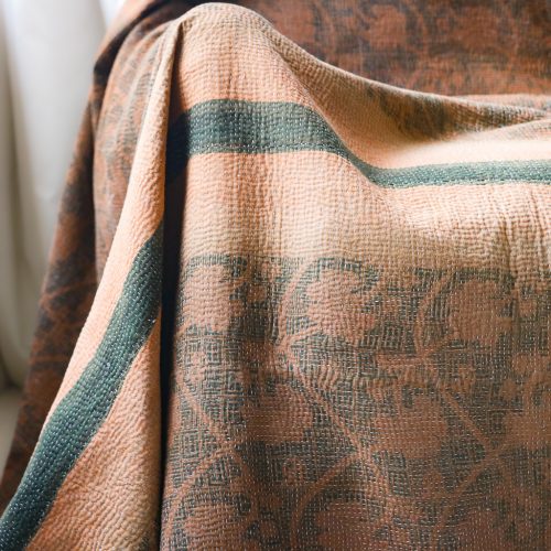 Beatrice Kantha. Indian hand block print fabric. Block print fabric, vintage kantha, vintage textiles, indian textiles, Indian kantha, shenouk, Bengali blankets