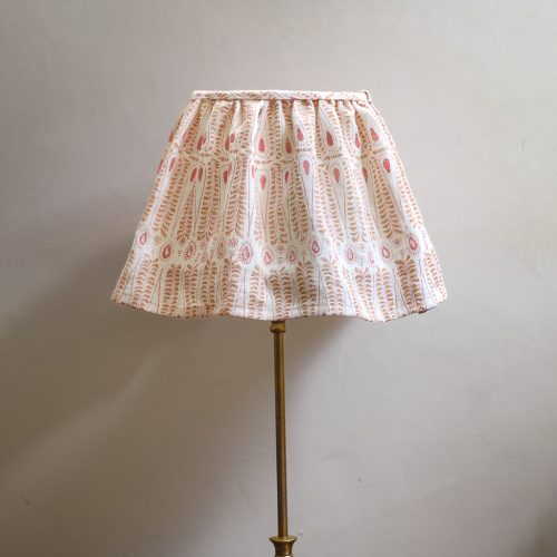 Carolla Lampshade, shenouk, luxury lampshades, indian lampshades, linen lampshades, indian block print, indian textiles, indian block print lampshades, block print lampshades, gathered lampshades, pleated lampshades