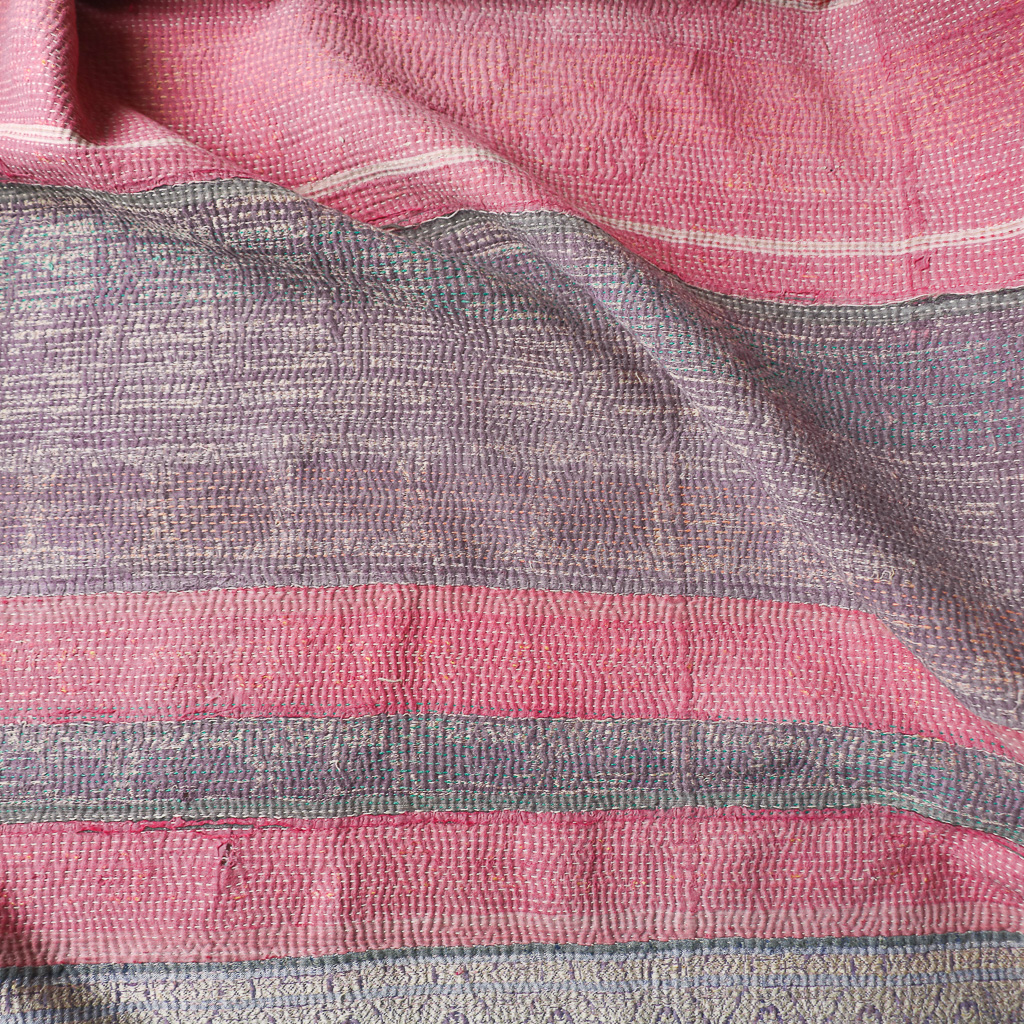 Heidi Kantha. Indian hand block print fabric. Block print fabric, vintage kantha, vintage textiles, indian textiles, Indian kantha, shenouk, Bengali blankets