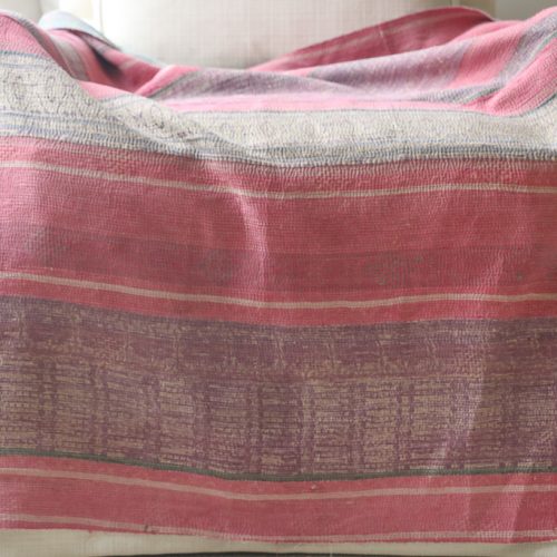 Heidi Kantha. Indian hand block print fabric. Block print fabric, vintage kantha, vintage textiles, indian textiles, Indian kantha, shenouk, Bengali blankets