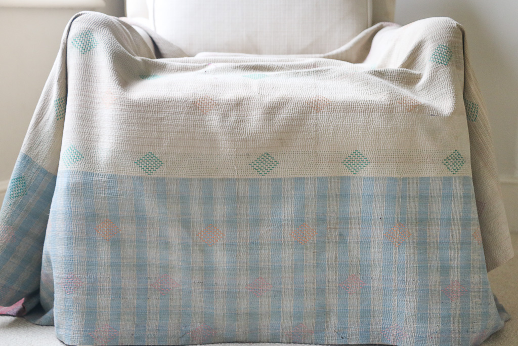 Heidi Kantha. Indian hand block print fabric. Block print fabric, vintage kantha, vintage textiles, indian textiles, Indian kantha, shenouk, Bengali blankets