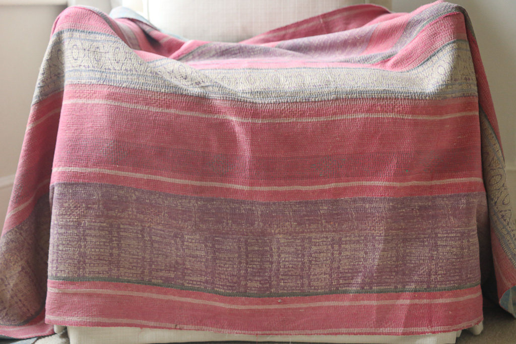 Heidi Kantha. Indian hand block print fabric. Block print fabric, vintage kantha, vintage textiles, indian textiles, Indian kantha, shenouk, Bengali blankets