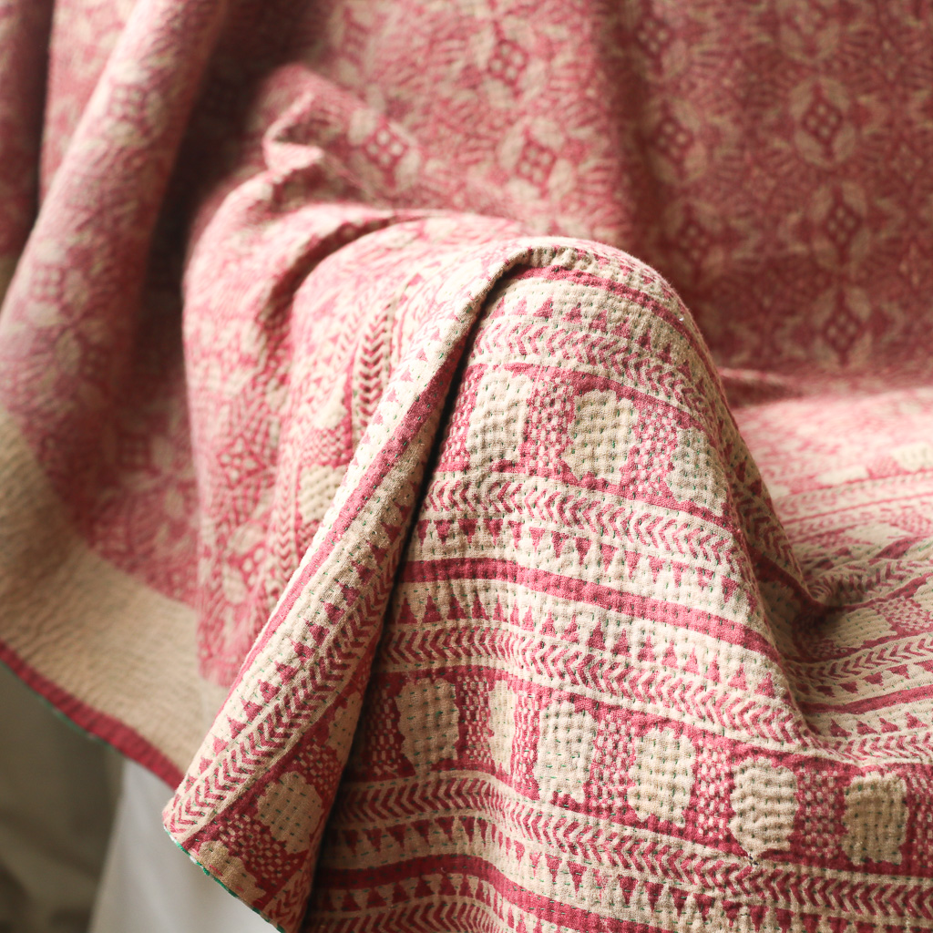 Keira Kantha. Indian hand block print fabric. Block print fabric, vintage kantha, vintage textiles, indian textiles, Indian kantha, shenouk, Bengali blankets Keira Kantha. Indian hand block print fabric. Block print fabric, vintage kantha, vintage textiles, indian textiles, Indian kantha, shenouk, Bengali blankets