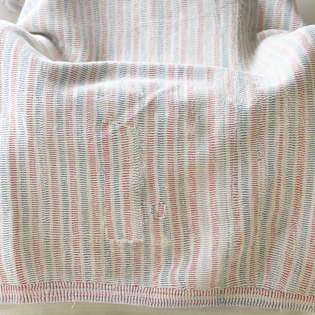 Rory (II) Blanket/Rug. Indian hand block print fabric. Block print fabric, vintage kantha, vintage textiles, indian textiles, Indian kantha, shenouk, Bengali blankets, Indian rugs, Vintage Indian Rugs