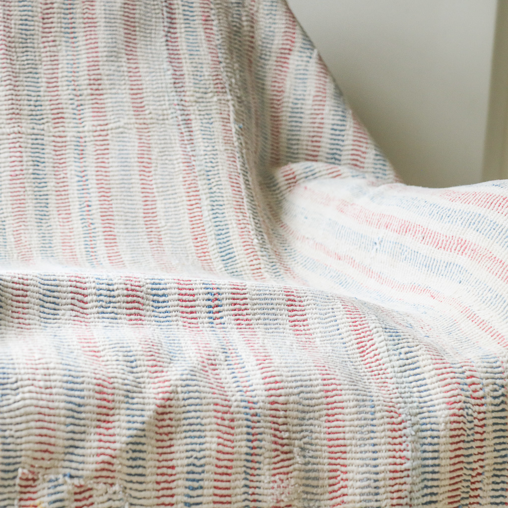 Rory (II) Blanket/Rug. Indian hand block print fabric. Block print fabric, vintage kantha, vintage textiles, indian textiles, Indian kantha, shenouk, Bengali blankets, Indian rugs, Vintage Indian Rugs