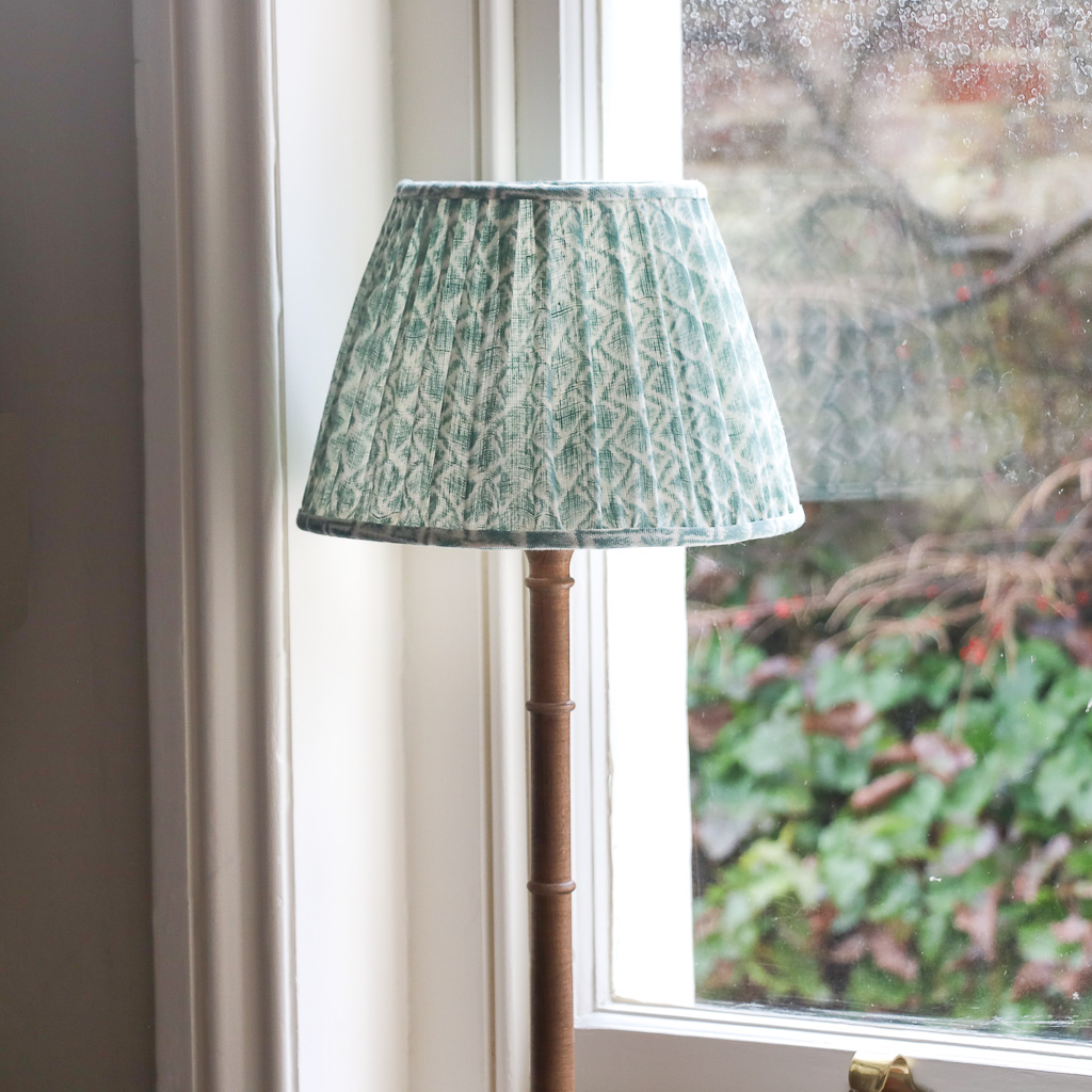 Ulrika Lampshade in Caribbean, indian block print, shenouk, luxury lampshades, block print lampshades, indian block print textiles, UK lampshades, handmade lampshades