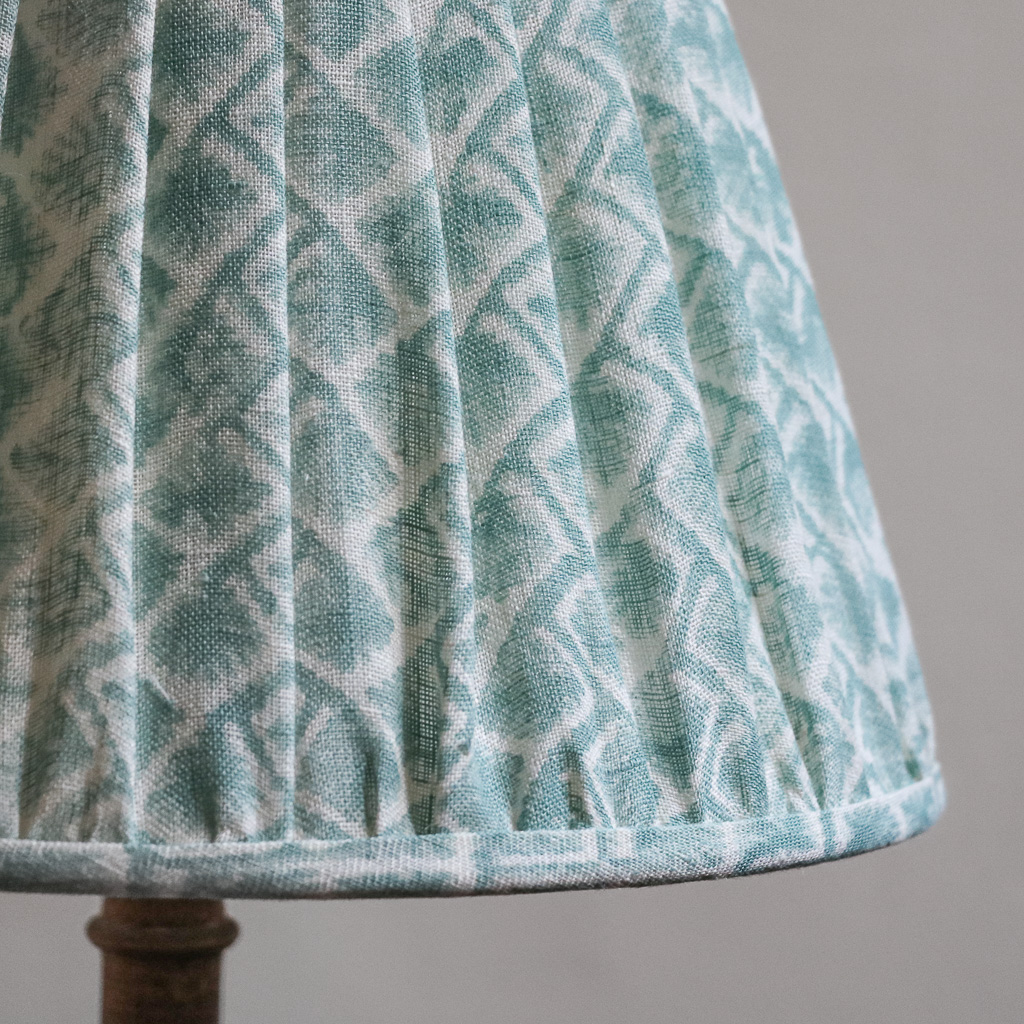 Ulrika Lampshade in Caribbean, indian block print, shenouk, luxury lampshades, block print lampshades, indian block print textiles, UK lampshades, handmade lampshades