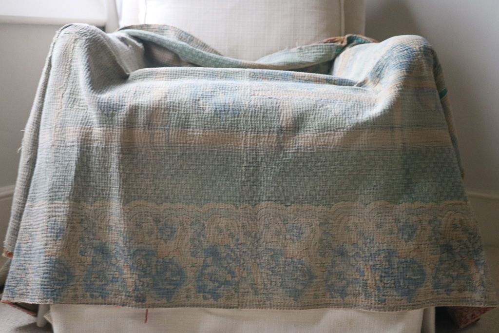 Trixie Kantha. Indian hand block print fabric. Block print fabric, vintage kantha, vintage textiles, indian textiles, Indian kantha, shenouk, Bengali blankets