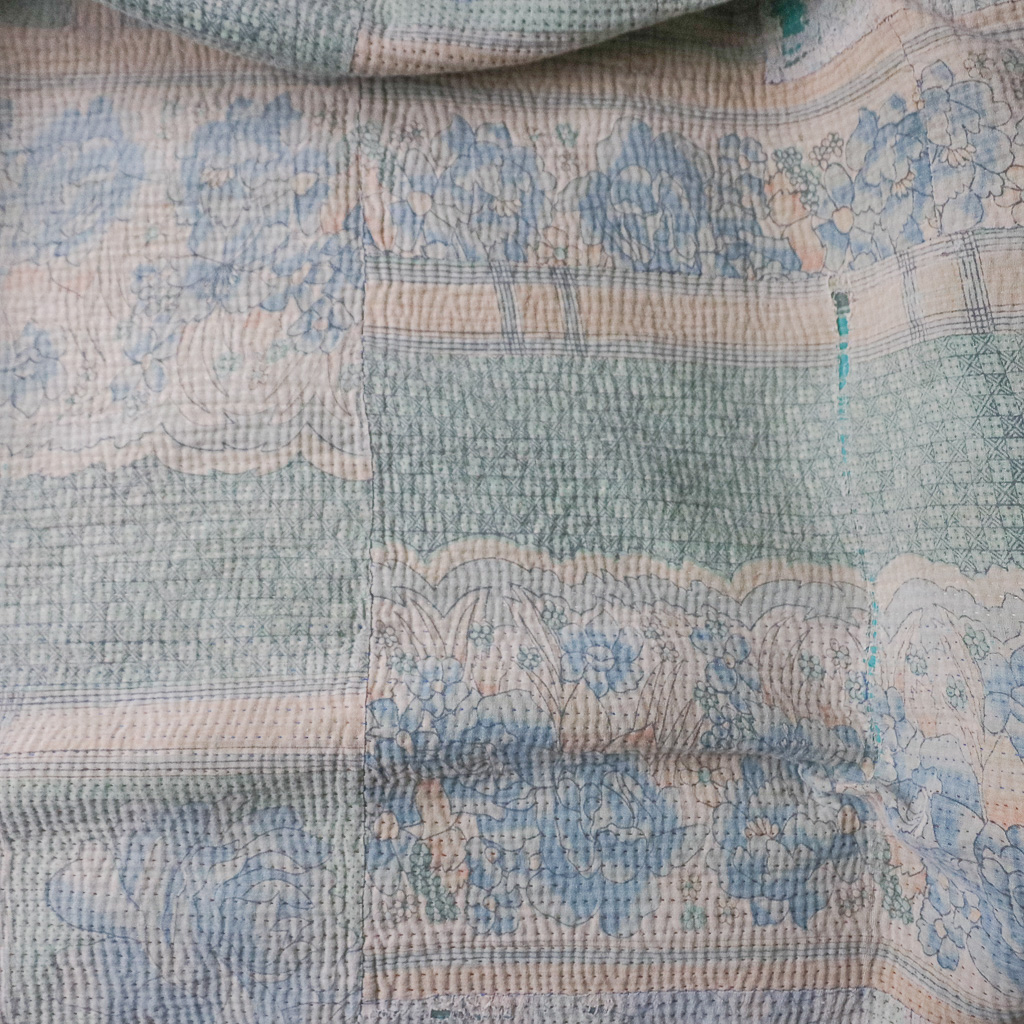 Trixie Kantha. Indian hand block print fabric. Block print fabric, vintage kantha, vintage textiles, indian textiles, Indian kantha, shenouk, Bengali blankets