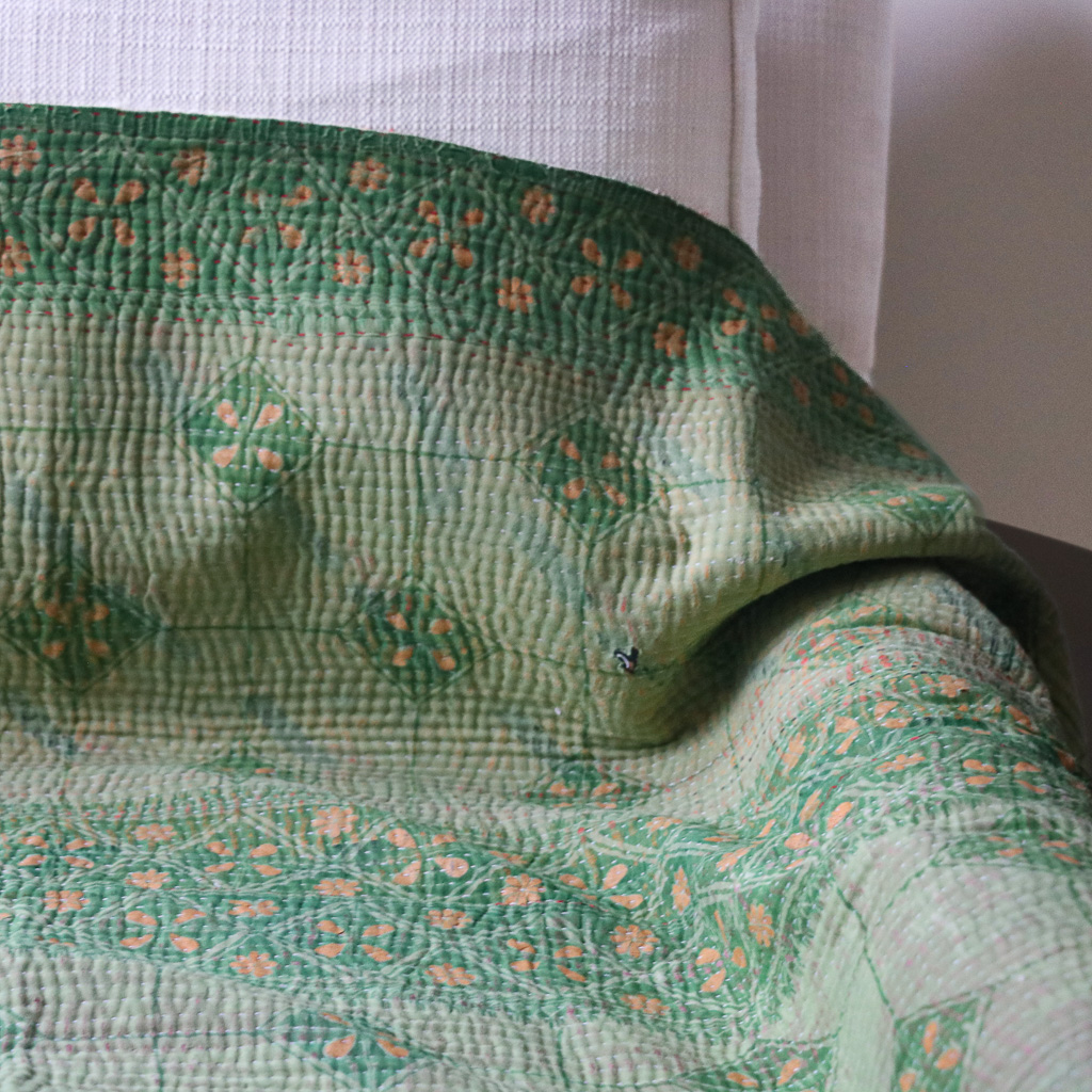 Bobby Kantha. Indian hand block print fabric. Block print fabric, vintage kantha, vintage textiles, indian textiles, Indian kantha, shenouk, Bengali blankets