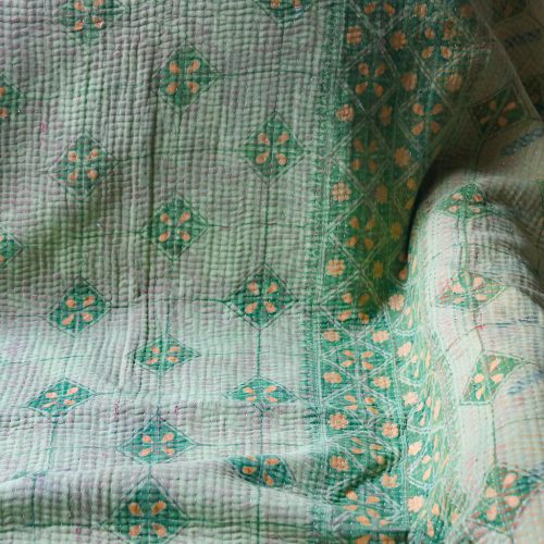 Bobby Kantha. Indian hand block print fabric. Block print fabric, vintage kantha, vintage textiles, indian textiles, Indian kantha, shenouk, Bengali blankets