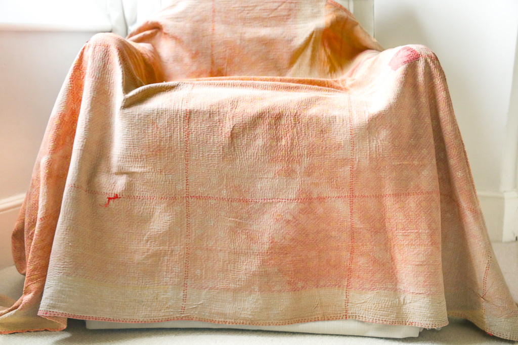 Fifi Kantha. Indian hand block print fabric. Block print fabric, vintage kantha, vintage textiles, indian textiles, Indian kantha, shenouk, Bengali blankets