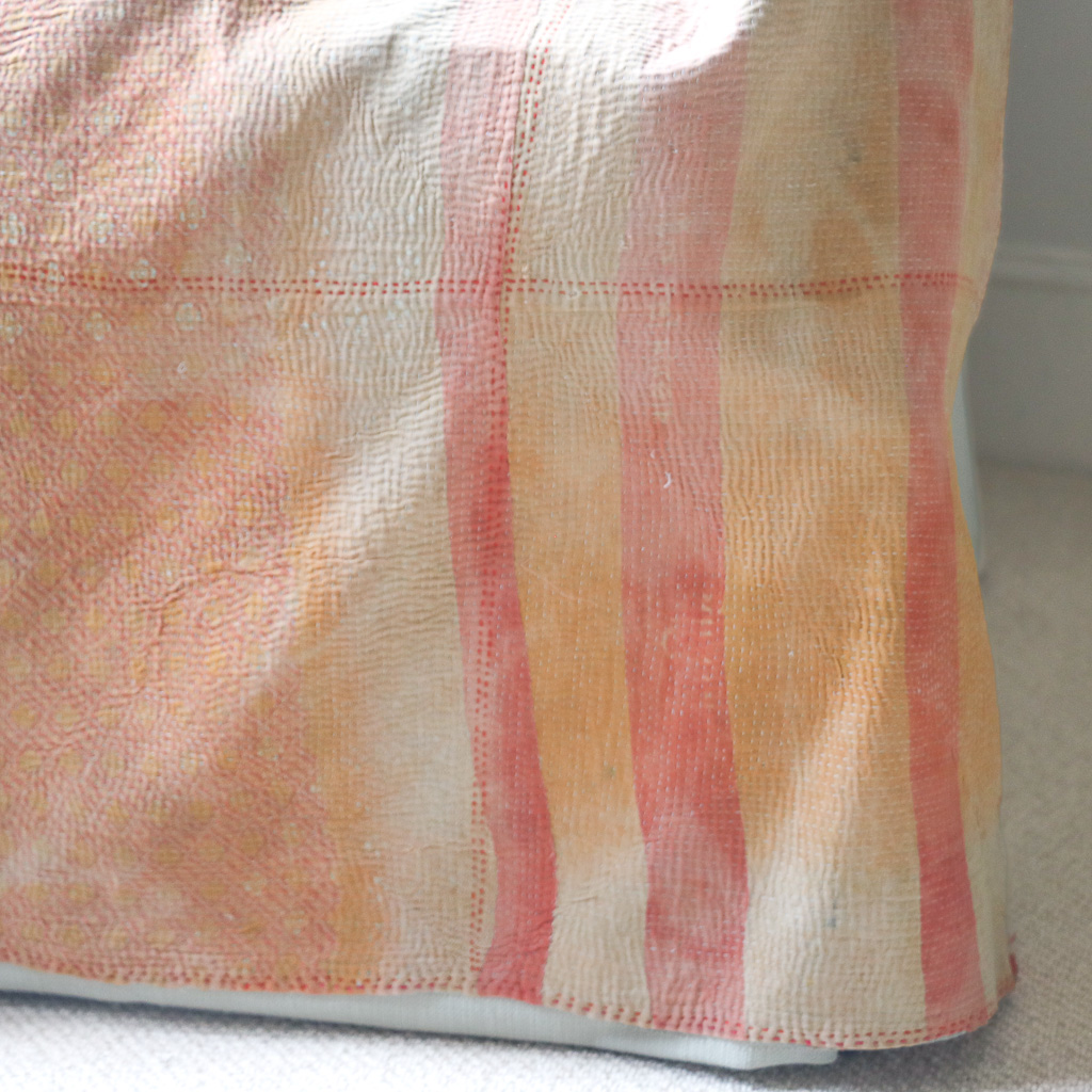 Fifi Kantha. Indian hand block print fabric. Block print fabric, vintage kantha, vintage textiles, indian textiles, Indian kantha, shenouk, Bengali blankets