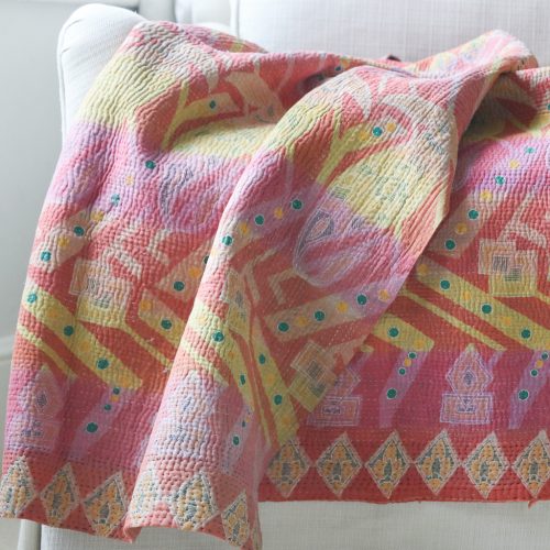 Kylie Kantha, Indian hand block print fabric. Block print fabric, vintage kantha, vintage textiles, indian textiles, Indian kantha, shenouk, Bengali blankets