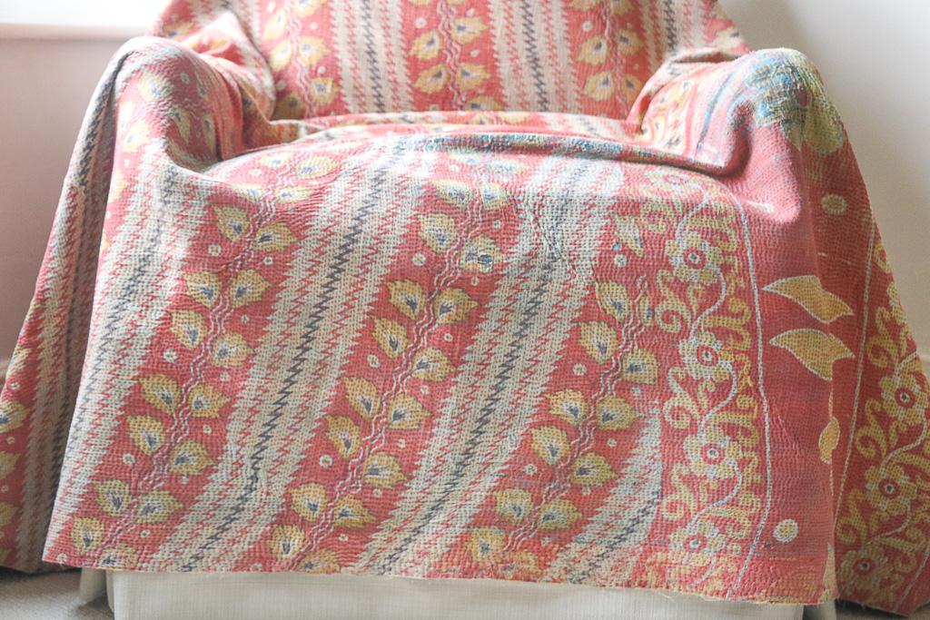 Izzie Kantha, Indian hand block print fabric. Block print fabric, vintage kantha, vintage textiles, indian textiles, Indian kantha, shenouk, Bengali blankets