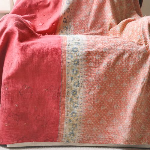 Izzie Kantha, Indian hand block print fabric. Block print fabric, vintage kantha, vintage textiles, indian textiles, Indian kantha, shenouk, Bengali blankets