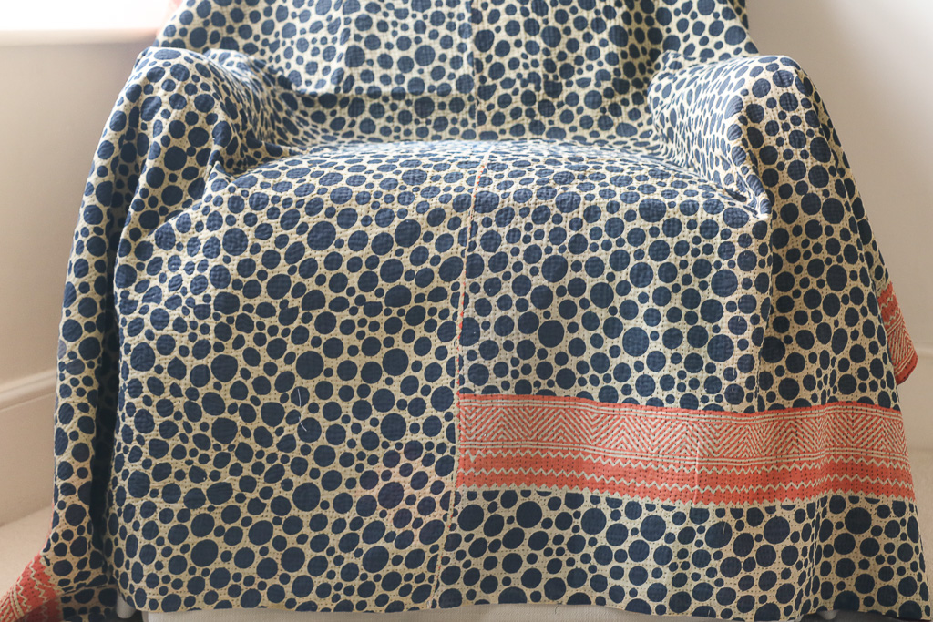 Jesse Kantha, Indian hand block print fabric. Block print fabric, vintage kantha, vintage textiles, indian textiles, Indian kantha, shenouk, Bengali blankets