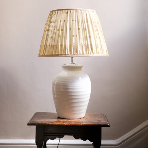 Laxmi Lampshade, pleated lampshades, gathered lampshades, handmade lampshades, interior design, English lampshades, indian fabric lampshades, indian block print, block print lampshades, English interiors, artisan fabrics