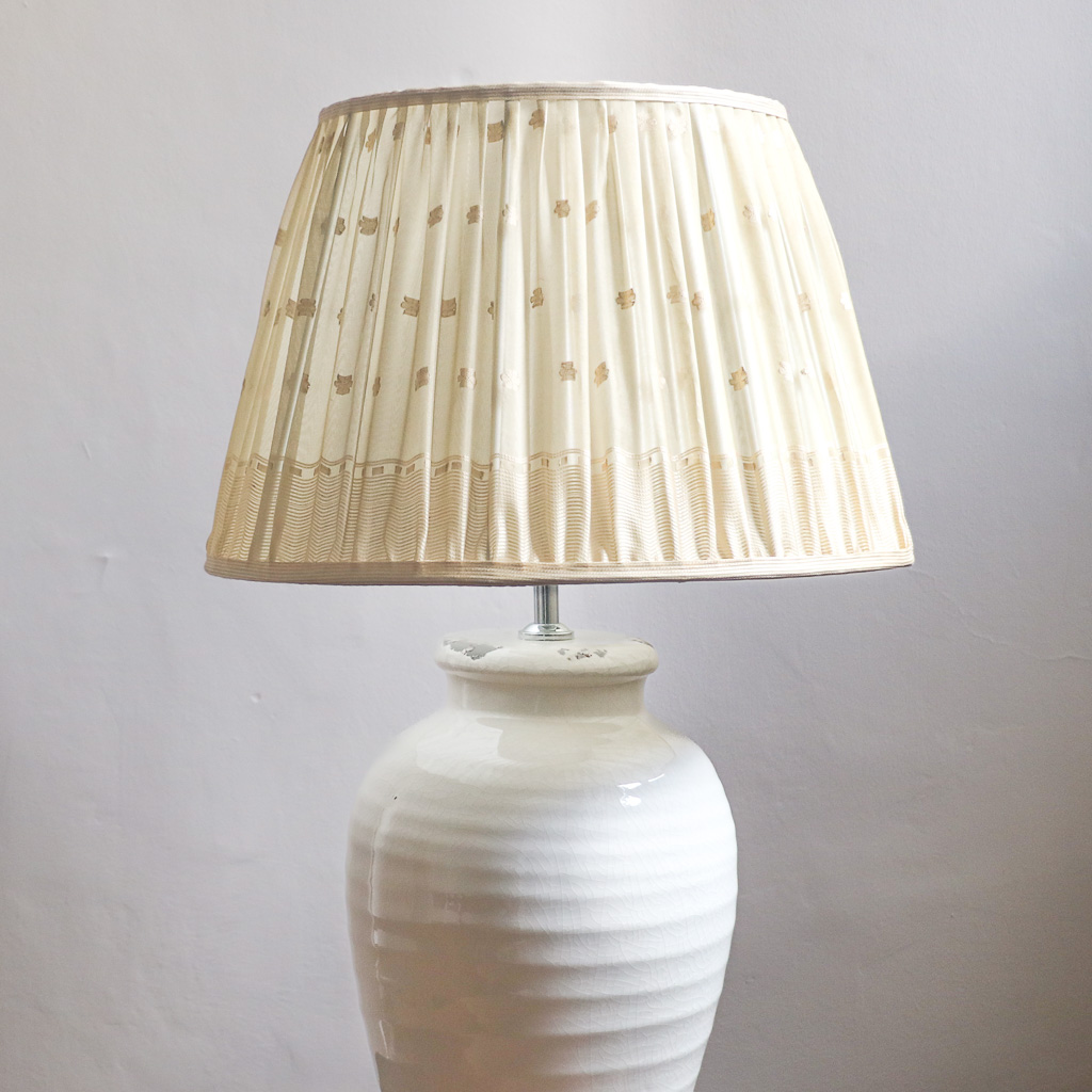 Laxmi Lampshade, pleated lampshades, gathered lampshades, handmade lampshades, interior design, English lampshades, indian fabric lampshades, indian block print, block print lampshades, English interiors, artisan fabrics