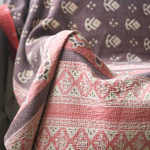 Matilda Kantha, Indian hand block print fabric. Block print fabric, vintage kantha, vintage textiles, indian textiles, Indian kantha, shenouk, Bengali blankets