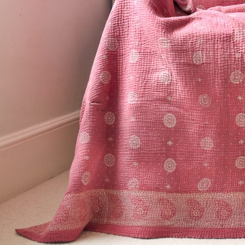 Dhamika Kantha. Indian hand block print fabric. Block print fabric, vintage kantha, vintage textiles, indian textiles, Indian kantha, shenouk, Bengali blankets