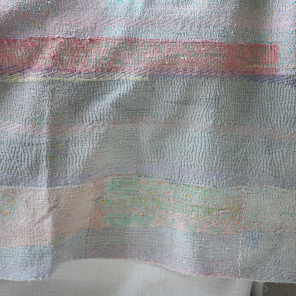 Treena Kantha, Indian hand block print fabric. Block print fabric, vintage kantha, vintage textiles, indian textiles, Indian kantha, shenouk, Bengali blankets