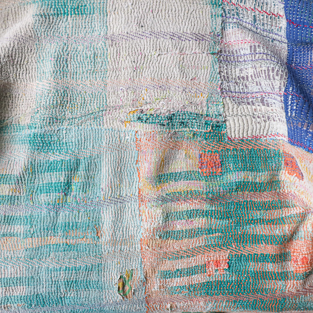 Treena Kantha, Indian hand block print fabric. Block print fabric, vintage kantha, vintage textiles, indian textiles, Indian kantha, shenouk, Bengali blankets