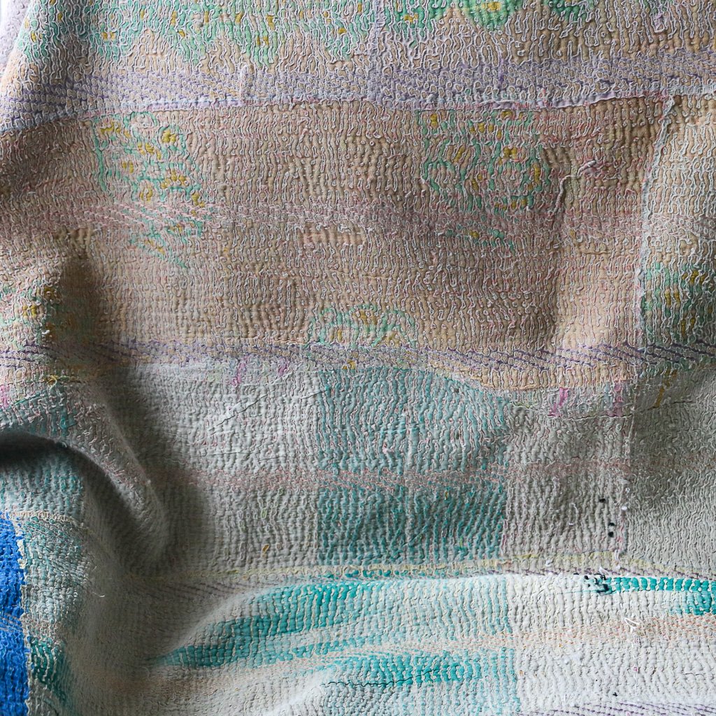 Treena Kantha, Indian hand block print fabric. Block print fabric, vintage kantha, vintage textiles, indian textiles, Indian kantha, shenouk, Bengali blankets