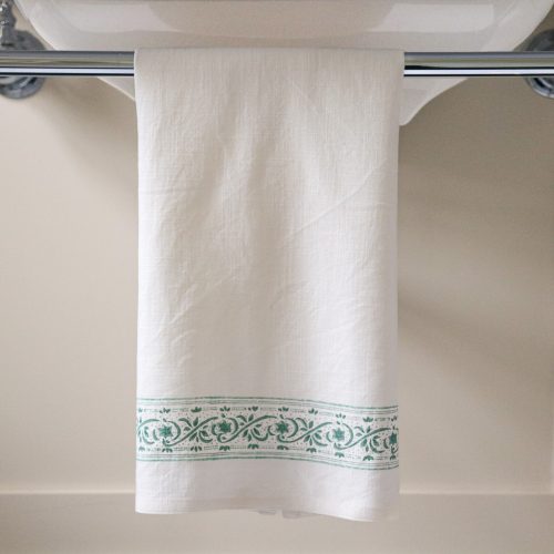 Adelaide Border Hand Towel in Peacock, indian block print, block print tissue hand towels, block print fabrics, block print home accessories, Hand Towels