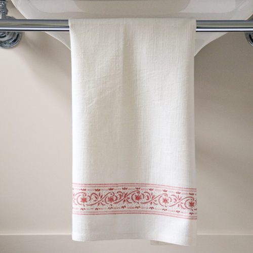 Adelaide Border Hand Towel in Raspberry, indian block print, block print tissue hand towels, block print fabrics, block print home accessories, Hand Towels