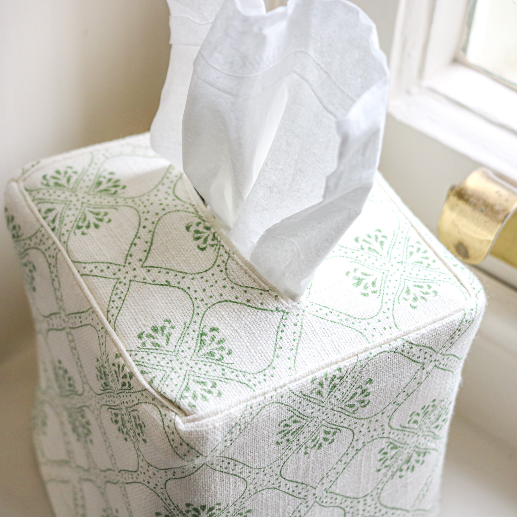 Tashi Tissue Box Cover in Thyme, indian block print, block print tissue box covers, block print home accessories, tissue box covers Tashi Tissue Box Cover in Thyme, indian block print, block print tissue box covers, block print home accessories, tissue box covers