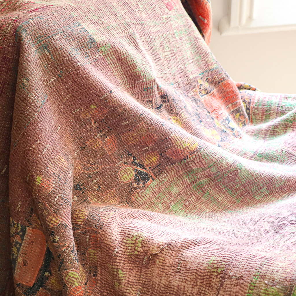kantha, vintage kantha, shenouk, indian block print, indian block print fabrics