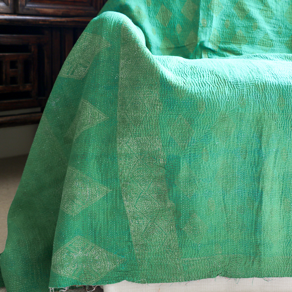 kantha, vintage kantha, shenouk, indian block print, indian block print fabrics