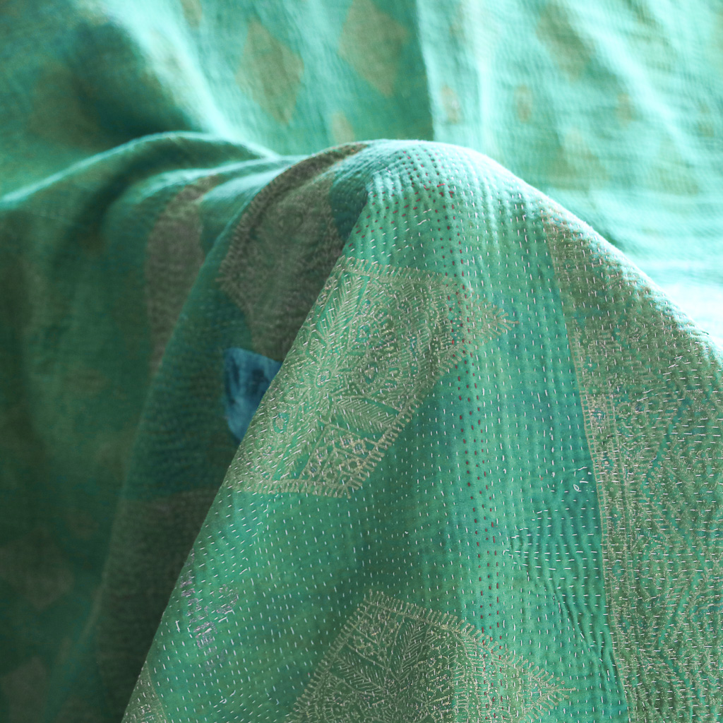 kantha, vintage kantha, shenouk, indian block print, indian block print fabrics