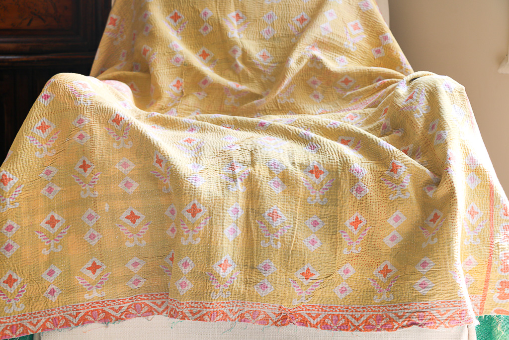 kantha, vintage kantha, shenouk, indian block print, indian block print fabrics